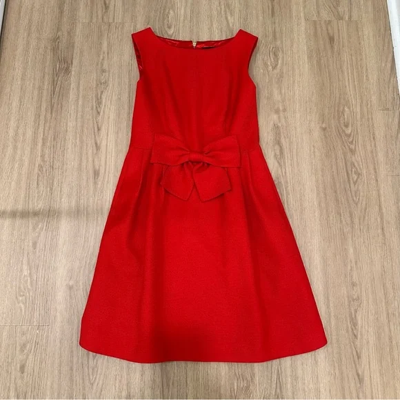 TED BAKER Nuhad Red Bow Waist Detail Tulip Pleated Dress Sleeveless New Girl - Picture 3 of 7